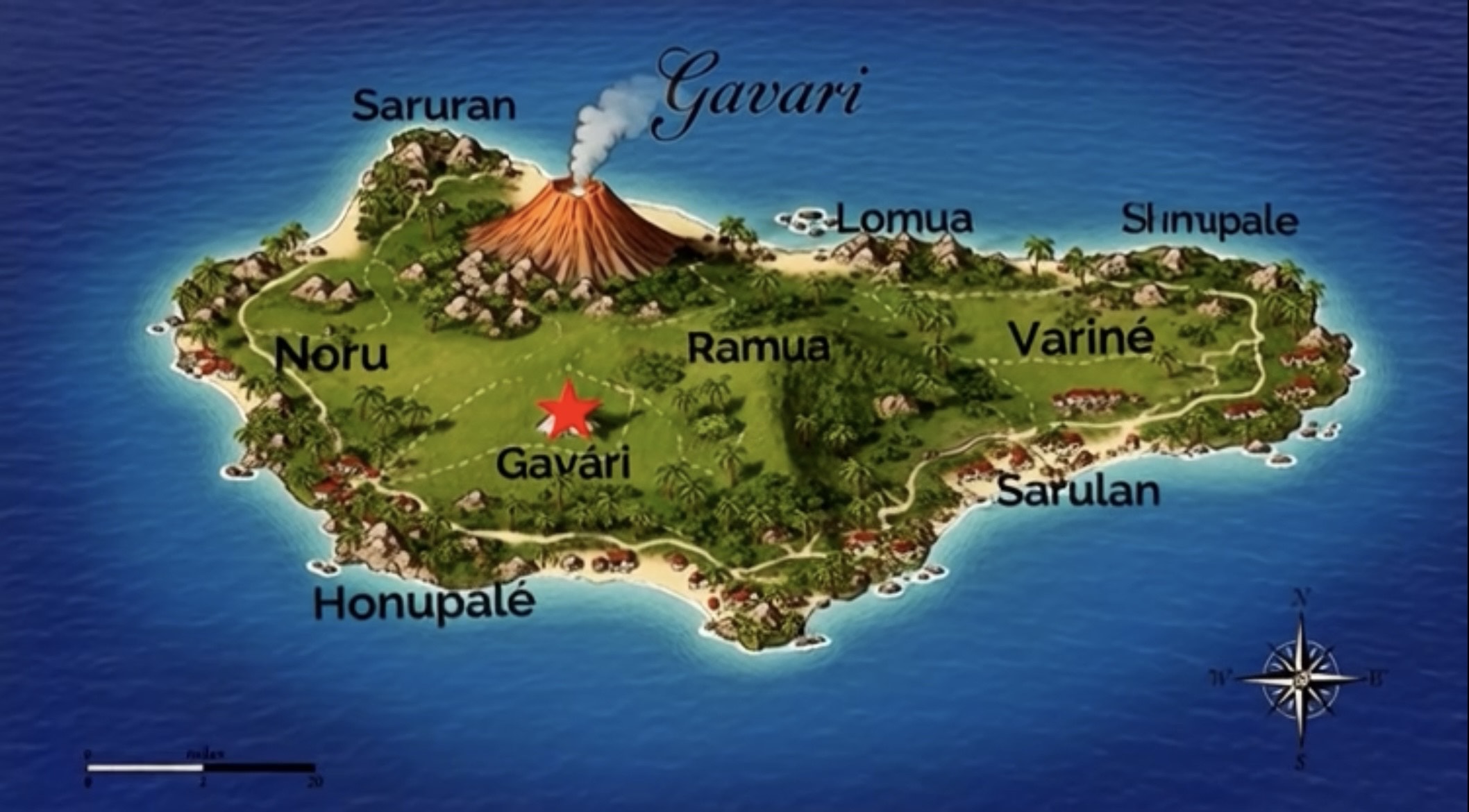 Map of the island of Gavári
